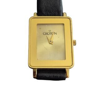 Croton Ladies Watch Gold Tone Tank styled Classic Elegant Timeless New Battery